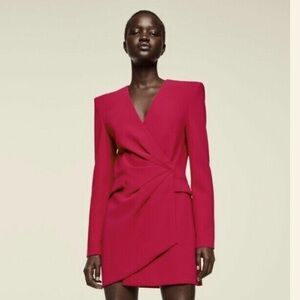 Zara Fuchsia Structured Wrap Mini Dress